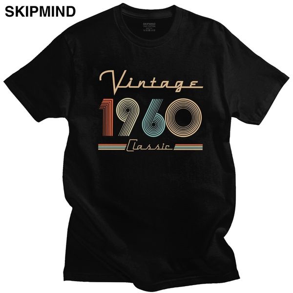 

vintage 1960 classic retro t shirt men pure cotton graphic t-shirt round neck short sleeves 60th birthday gift tee clothing