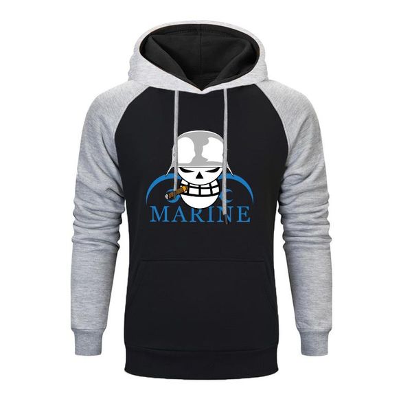 

funny japan anime one piece luffy hoodie men fashion marine print hoodies men autumn winter hip hop hoody streetwear, Black