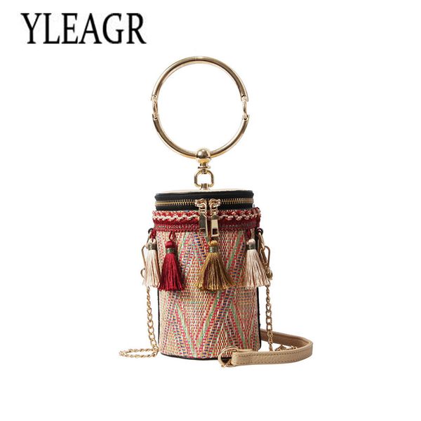 

new straw bag tassel bucket bag national style mini women trend shoulder portable messenger