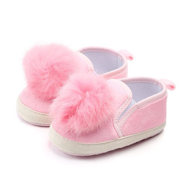 

baby shoes toddler girls booties newborn crib shoes soft sole prewalker anti-slip infant kids booties pom-pom first walkers