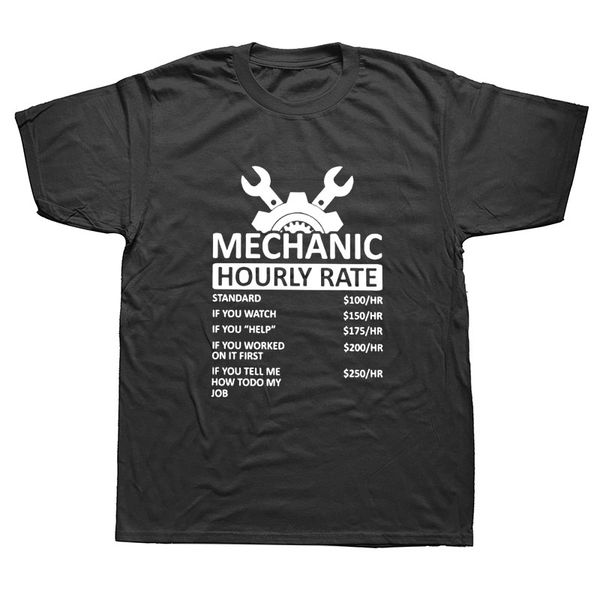 

men's t-shirts mechanic hourly rate cotton tee shirt short sleeve car fix engineer t shirt clothing gift idea