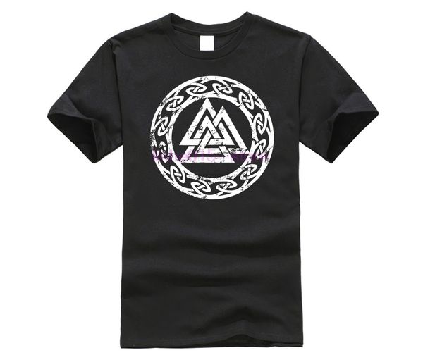

2019 brand men shirt valknut odin symbol celtic knot norse viking runes t shirt