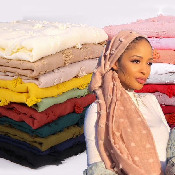 

plain turkish style pom cotton hijab scarf muslim shawl solid color plaid scarf headband wrap turban shawls scarves 80x180cm, Blue;gray