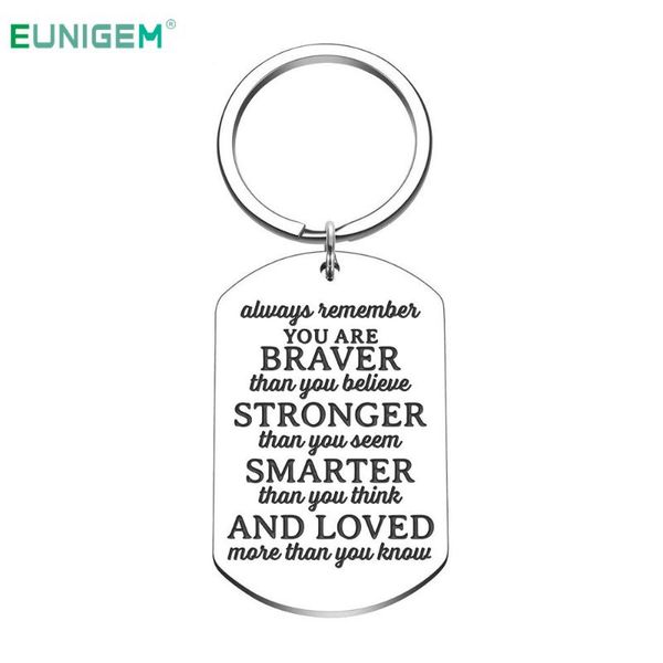 

graduation keychain gift for women men teen girls boys friends -always remember you are braver than you believe stronger than, Silver