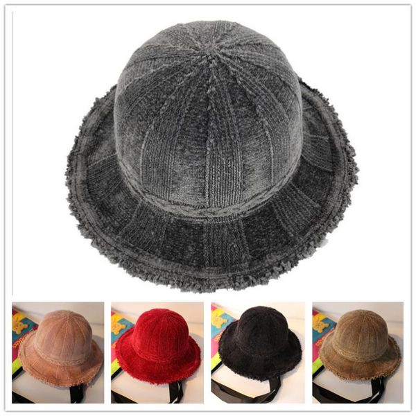 

stingy brim hats stripe fisherman hat female winter warm soft basin lady corduroy windproof sun fashion sister gift, Blue;gray