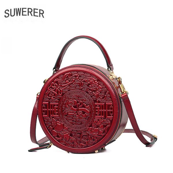 

shoulder bags suwerer women genuine leather bag fashion cowhide embossed luxury handbags designer