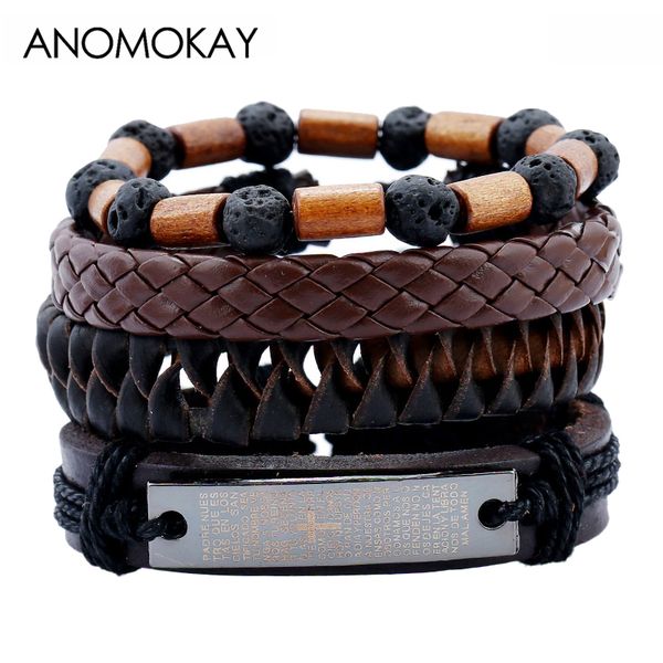 

tennis vintage multiple layers leather bracelet set for men women handmake rope wood wrap punk bracelets pulseras jewelry, Golden;silver