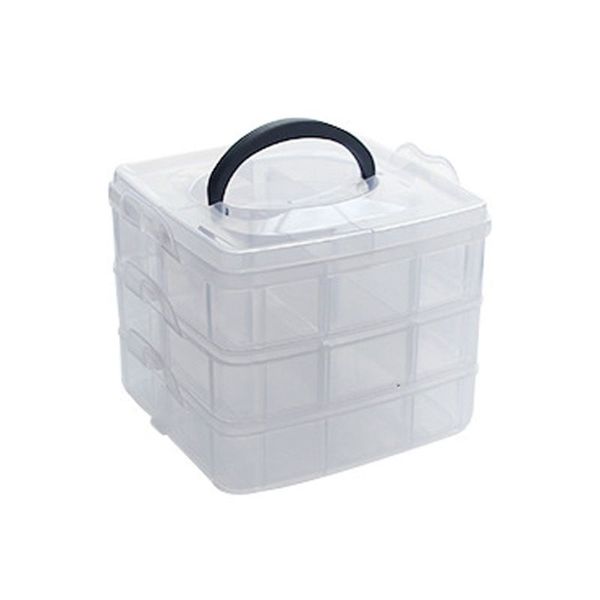 

transparent portable large jewelry organizer storage box container case display jewerly storage box, Pink;blue
