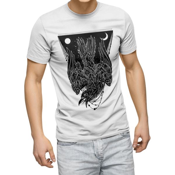 

dark crow horror t shirt bird evil emo gothic punk hipster man mens t-shirt short sleeve plus size t-shirt