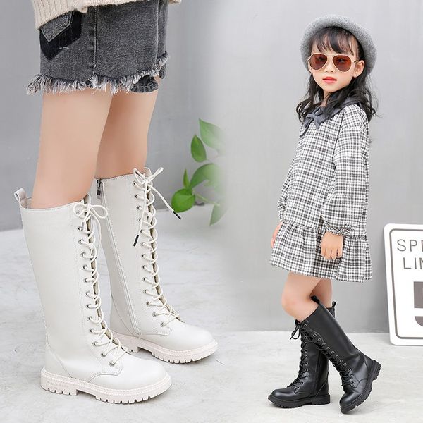 

девушки сапоги 2020 осень и зима новых детей одного сапоги мода середины высокие сапоги хлопок теплый, Black;grey