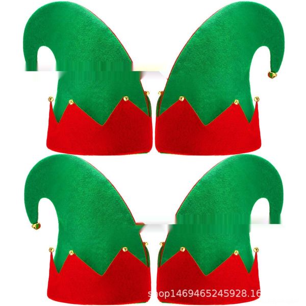 

felt non-woven cap christmas hathat party dressing props non-woven belt small bell christmas elf hat zejp8