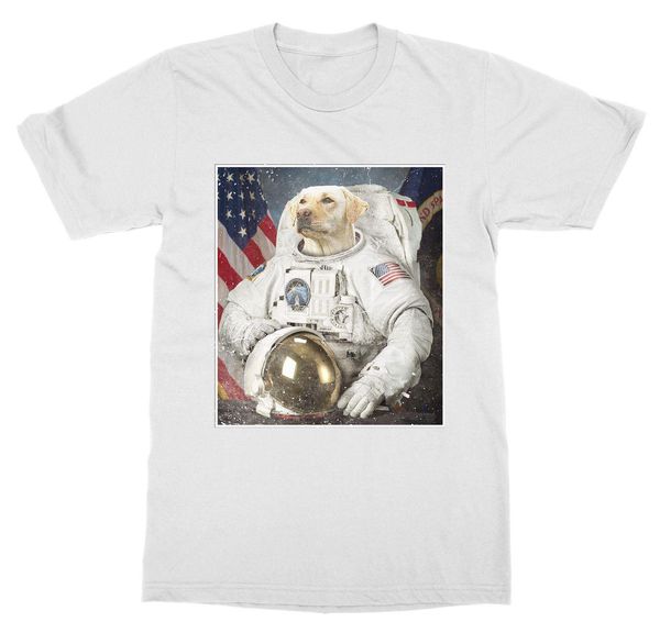 

new 2019 summer casual printing labrador retriever space explorer astronaut dog puppy paw pet animal zoo tee shirt