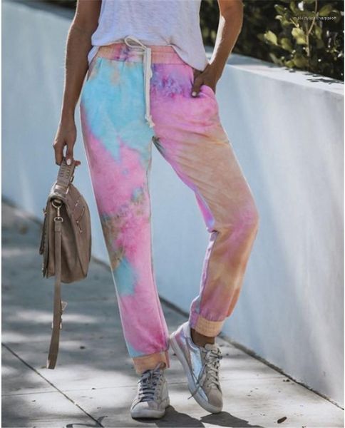 

одежда 2020 женская дизайнерская длинные брюки весна лето главная одежда спорт tie dye версия для печати брюки женский, Black;white