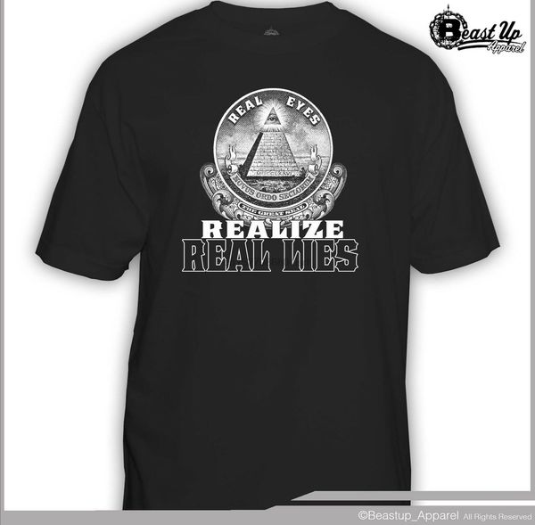 

real eyes realize real lies t shirt secret society illuminati owl skull