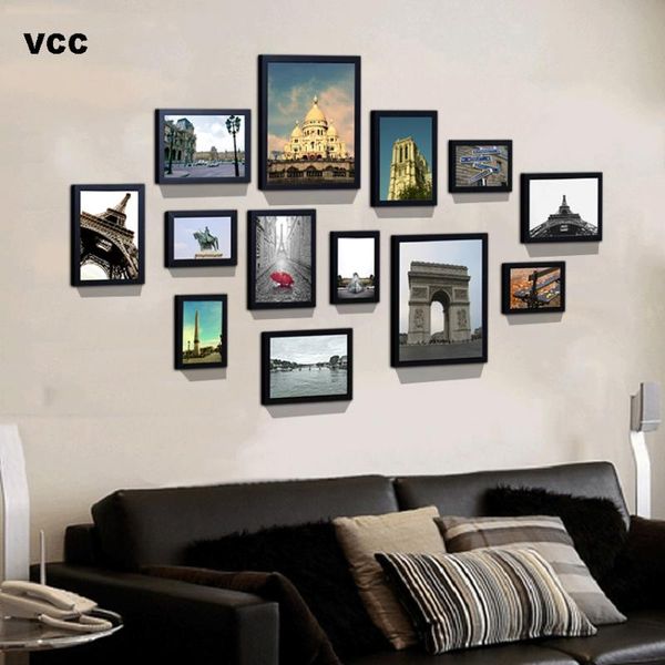 

13pcs/set wood picture frames for wall hanging, p frame wall with picture classic wooden frame for home decor