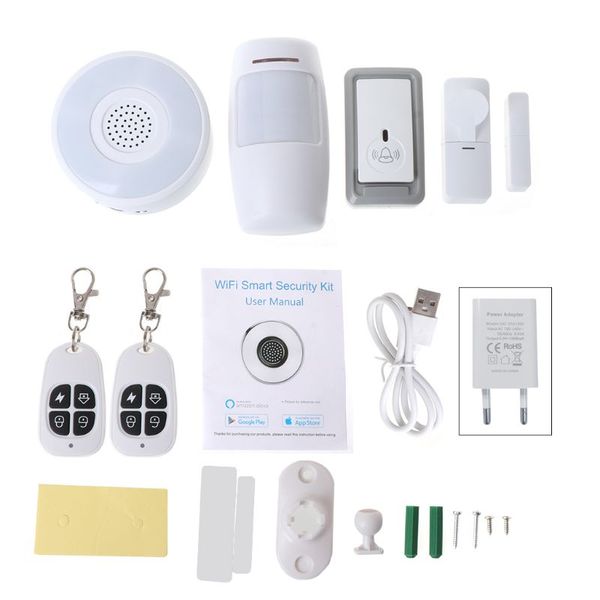 

1set 1set smart home wifi security alarm kit gateway hub door window sensor pir detector automation home security system for