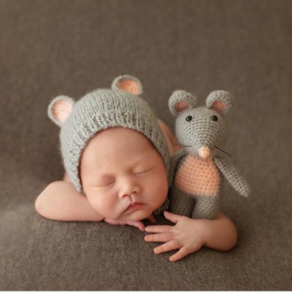 

ylsteed 2pcs набор для новорожденного фото реквизита крючок infant стрелялки нарядов cute baby hat мыши кукла set baby boy фотографирование, Yellow