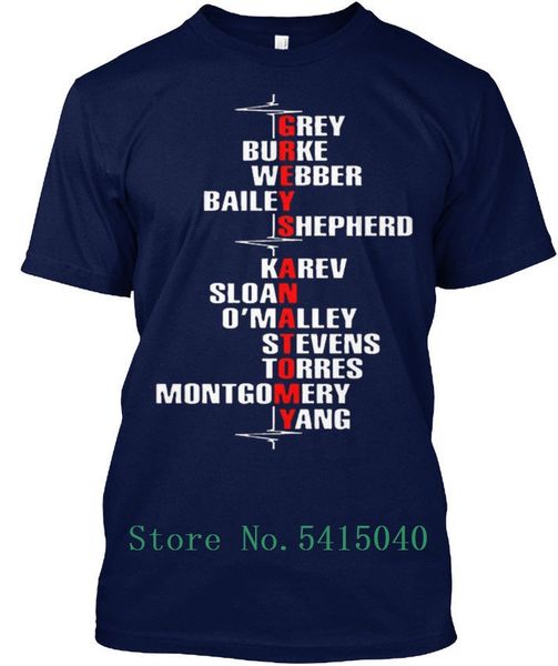 

grey anatomy vertical s - burke webber bailey shepherd round collar tagless tee t-shirt