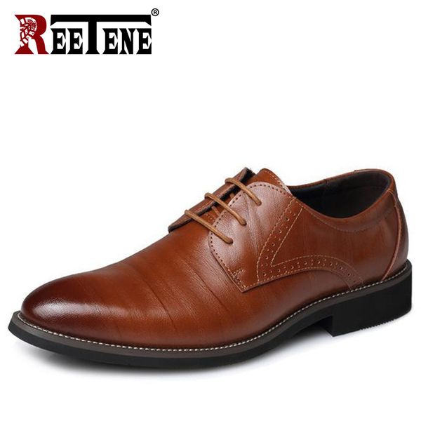 

dress shoes reetene leather italy pointed toe mens lace-up wedding party men classic men's suits oxfords, Black