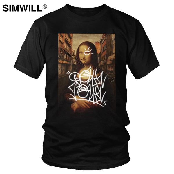 

male mona lisa downtown tee classic graphic t-shirts short sleeved pure cotton summer t shirts o-neck awesome merchandise gift