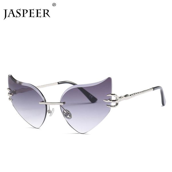 

jaspeer rimless cat eye sunglasses women men 2020 irregular frameless trimming sun glasses vintage female male glasses uv400, White;black