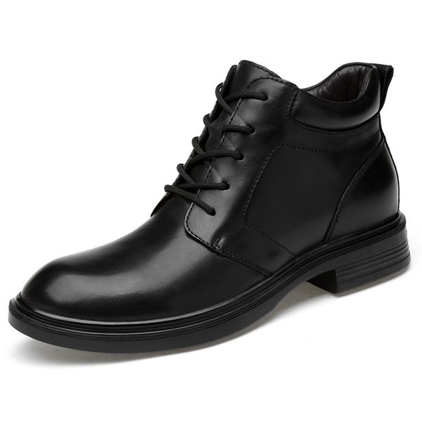 

natural cow leather men boots russian style full grain leather men ankle boots handmade shoes autumn winter snow shoes, Black