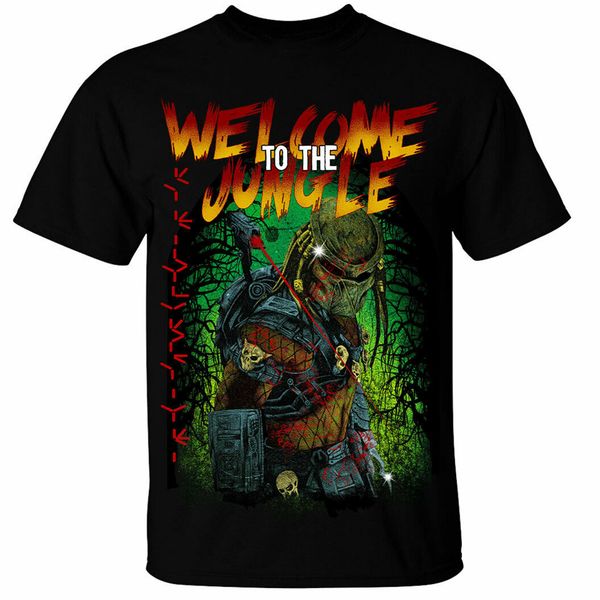 

welcome to the jungle t-shirt mens predator retro movie round neck tee shirt
