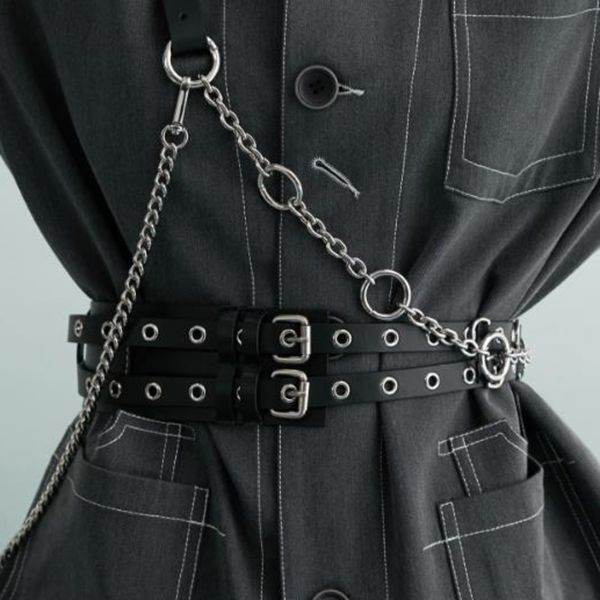

women belt punk metal rivet fashion width cummerbund 2020 street girls spring summer accessories, Black;brown