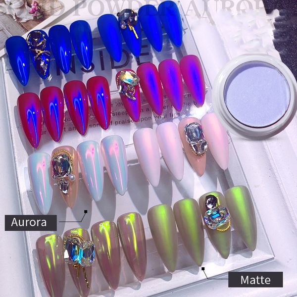 

12 colors solid ice transparent nude color aurora nail glitter powder fairy chameleon magic mermaid mirror nail art pigment dust, Silver;gold