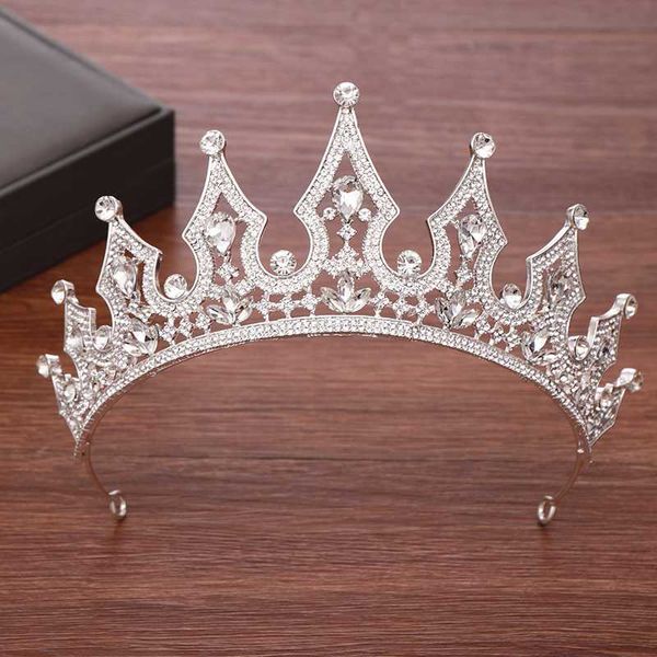 

baroque silver color tiara bridal crown hair jewelry rhinestone ornaments diadem wedding crown tiaras bridal hair accessories, Golden;silver