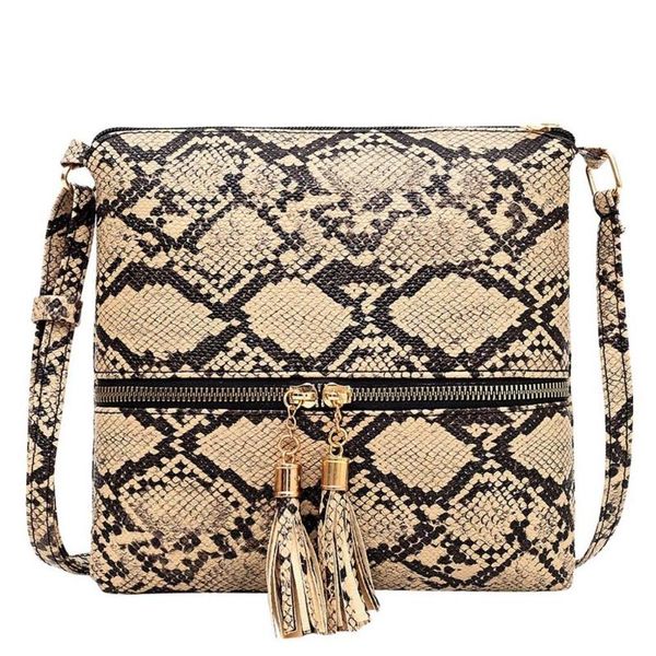 

fashion women's synthetic leather messenger bag boa snake tassel serpentine handbag bag crossbody clutch lady evening