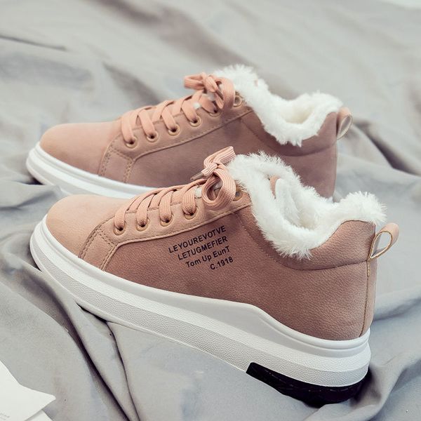 

2020new winter boots women warm short fur plush ankle boots platform ladies suede shoes female black zapatos de mujer