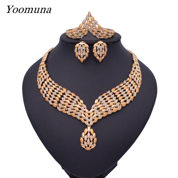 

bridal dubai gold jewelry sets crystal necklace bracelet nigerian wedding party women fashion jewelry set, Silver