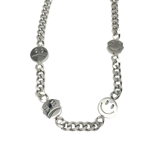 

1pc/bag smile pattern fashion titanium steel beauty ladies necklace for women design pendant jewelry chain ornaments sxl0184, Golden;silver