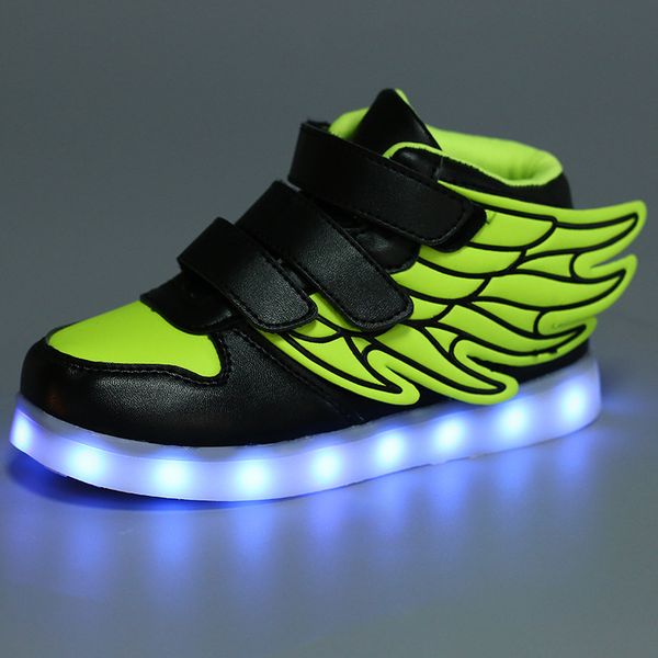 

children lighted sneakers light shoes luminous sneakers for boys girls krasovki with backlight kid luminous wing size 25-37, Black