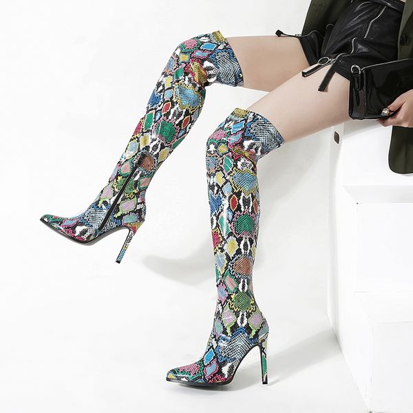 

boots women high heel black suede thigh pointy toe over the knee back lace up long femmes bottes