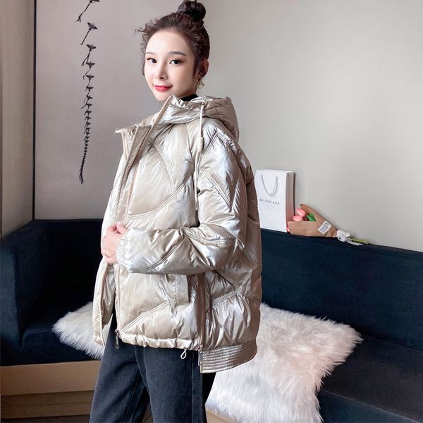 

think down jacket women fashionable bright korean women s korean loose short down padded coat, Black