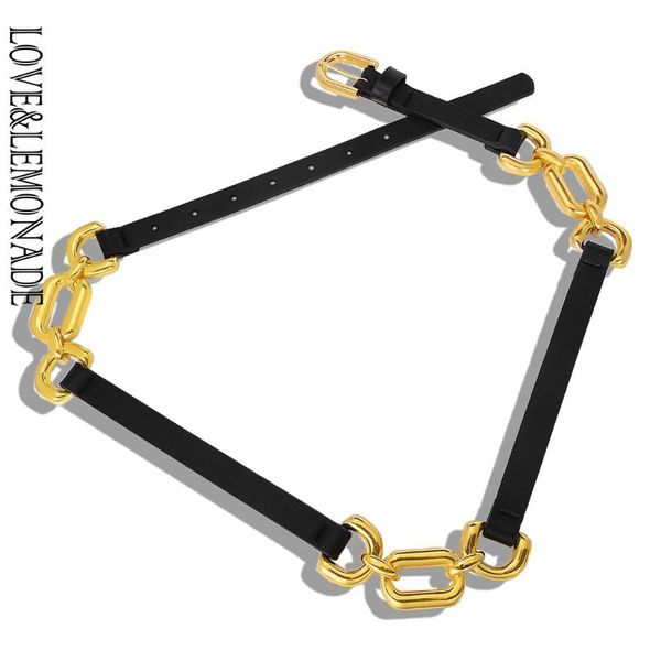 

love & lemonade black metal ring stitching pu belt acc0032, Black;brown