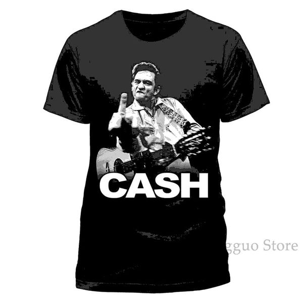 

johnny cash t shirt finger official black mens tee retro classic rock new 100% cotton men t shirt women tee