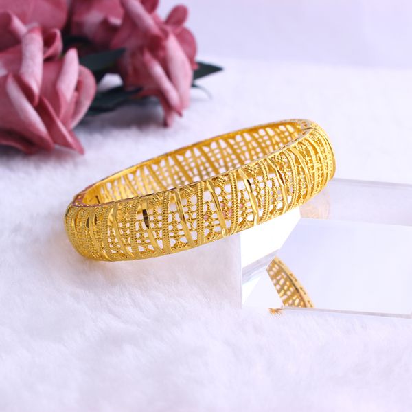 

jh new ethiopian wedding wide bangle stripe big bracelet for women gold dubai african bride bracelet arabic bonzer jewelry, Black