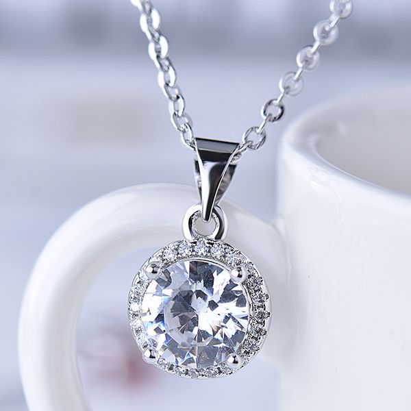 

pendant necklaces fashion clavicle chain zircon necklace, Silver