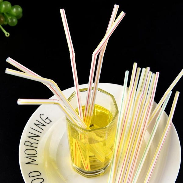 

100pcs 20.8 x 0.5cm curved plastic drinking straw wedding birthday party summer disposable drinking straws bar drink accessories