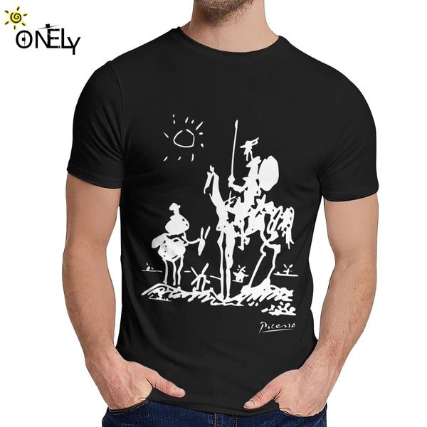 

pure cotton picasso art painting man's t-shirt don quixote knight tee for man streetwear nice classic round neck camiseta