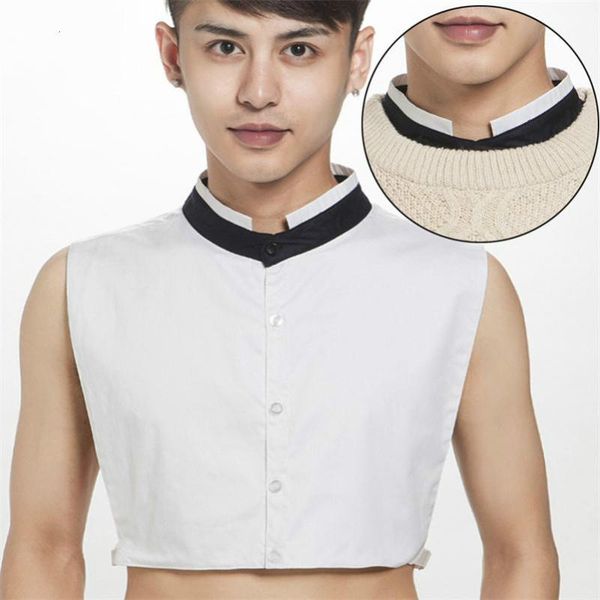 

2020 new fake collar men shirt sweater with shirt collar splicing, Blue;purple