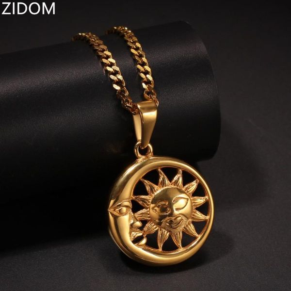 

pendant necklaces 2021 arrived men hip hop moon and sun stainless steel fashion male vintage pendants necklace jewelry gifts, Silver