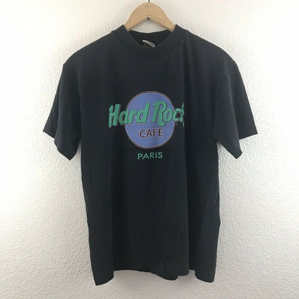 

vintage vtg 90sharajuku streetwear shirt menparis france tee shirt sz l black single stitch