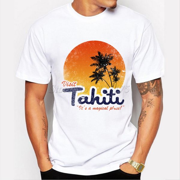 

tahiti scenery design men's fashion t shirt hipster customize printed short sleeve tees