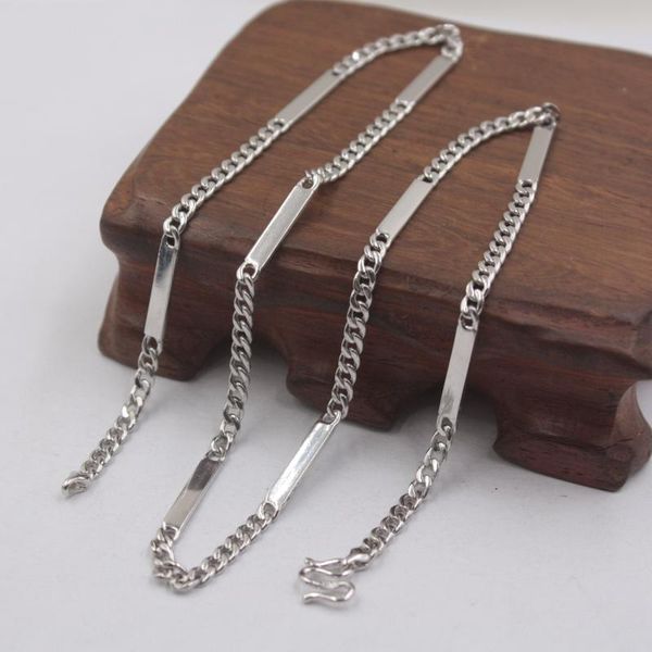 

real s925 silver necklace men women's chain 3mm smooth curb link 18''l necklace