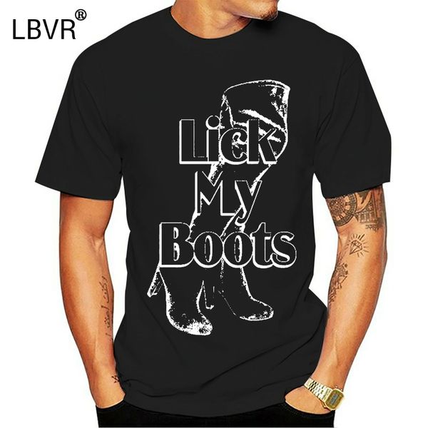

summer cool funny t-shirt lick my boots t shirt -vinyl master slave dominatrix control summer style tee shirt