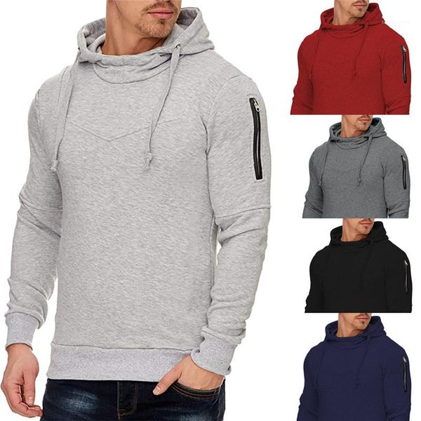 

с молнией моды мужская одежда casual mens конструктора толстовки классический стиль solid color длинный рукав толстовки с капюшоном, Black